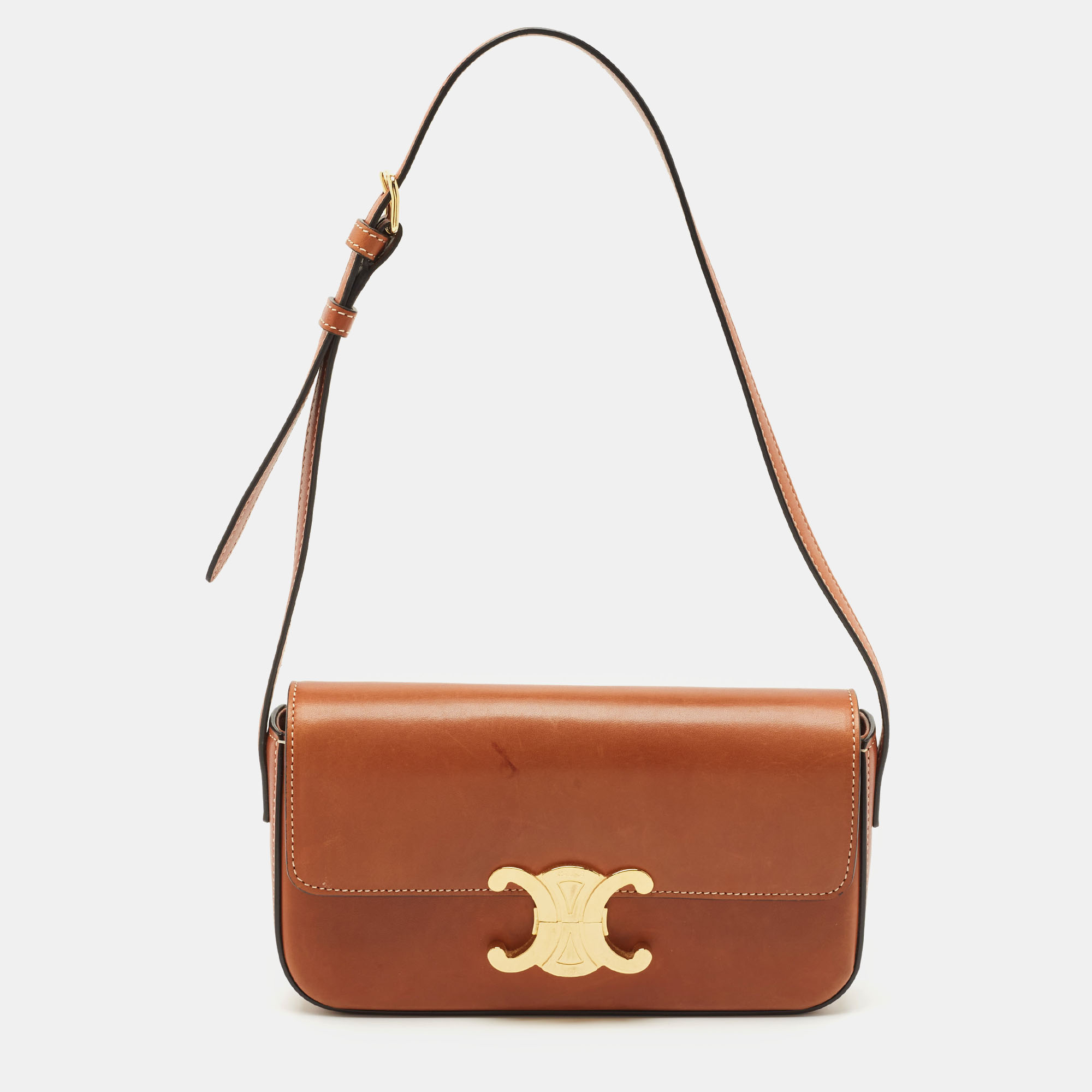 Celine Brown Leather Triomphe Claude Shoulder Bag, Shoulder Bags - Luxury Closet catalog