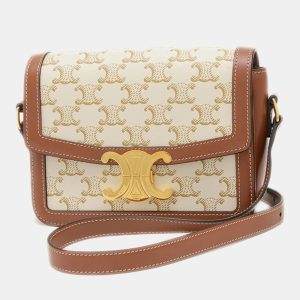 Celine Triomphe Teen White/Brown Leather Shoulder Bag, Handbags - Luxury Closet catalog