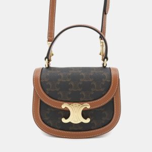 Celine Triomphe Mini Besace Clea Tan Canvas Calfskin Top Handle Bag, Satchels - Luxury Closet catalog