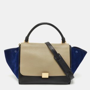 Celine Tricolor Leather and Suede Medium Trapeze Top Handle Bag, Satchels - Luxury Closet catalog
