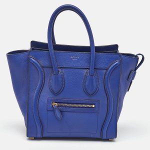 Celine Blue Leather Micro Luggage Tote, Tote Handbags - Luxury Closet catalog