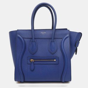 Celine Luggage Micro Blue Leather Tote Bag, Handbags - Luxury Closet catalog