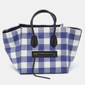 Celine Purple/White Gingham Woven Straw Medium Phantom Luggage Tote, Tote Handbags - Luxury Closet catalog