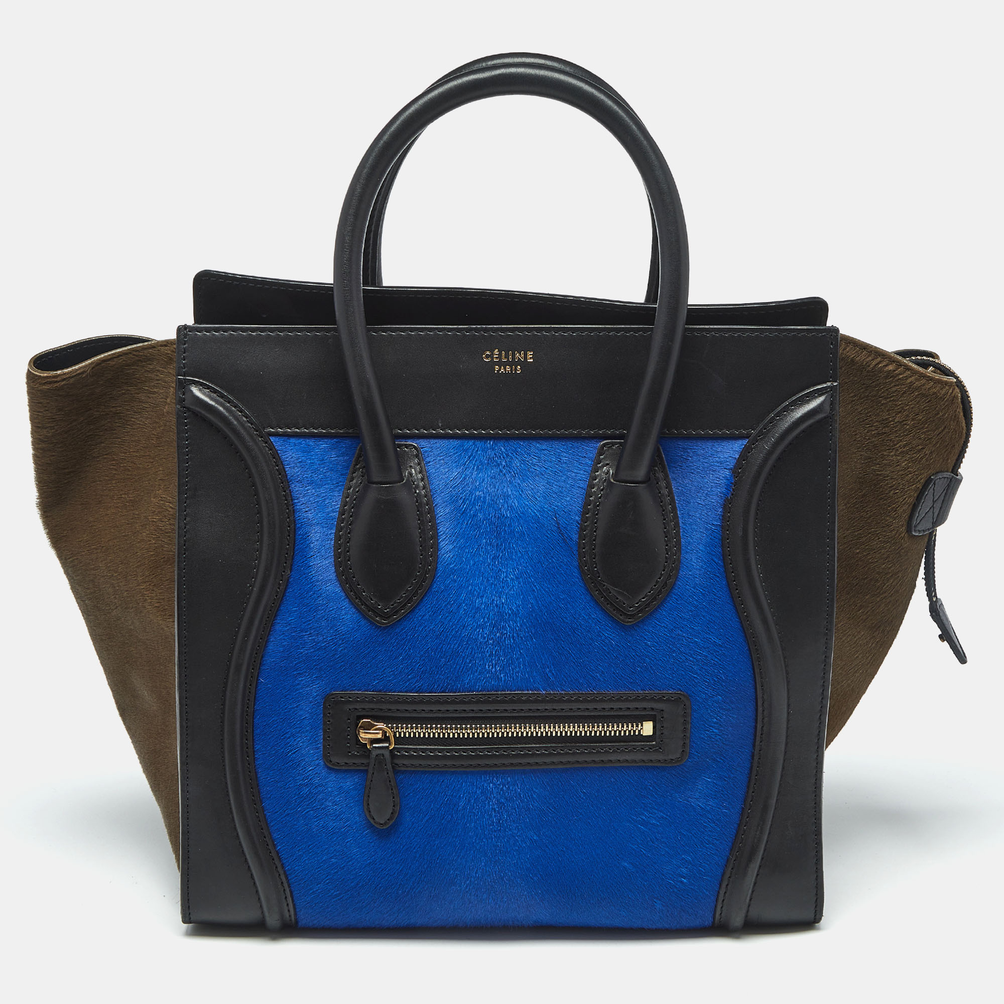 Celine Tricolor Calf Hair and Leather Mini Luggage Tote, Tote Handbags - Luxury Closet catalog