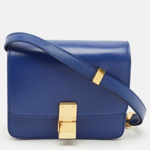 Celine Blue Leather Small Classic Box Flap Bag, Shoulder Bags - Luxury Closet catalog