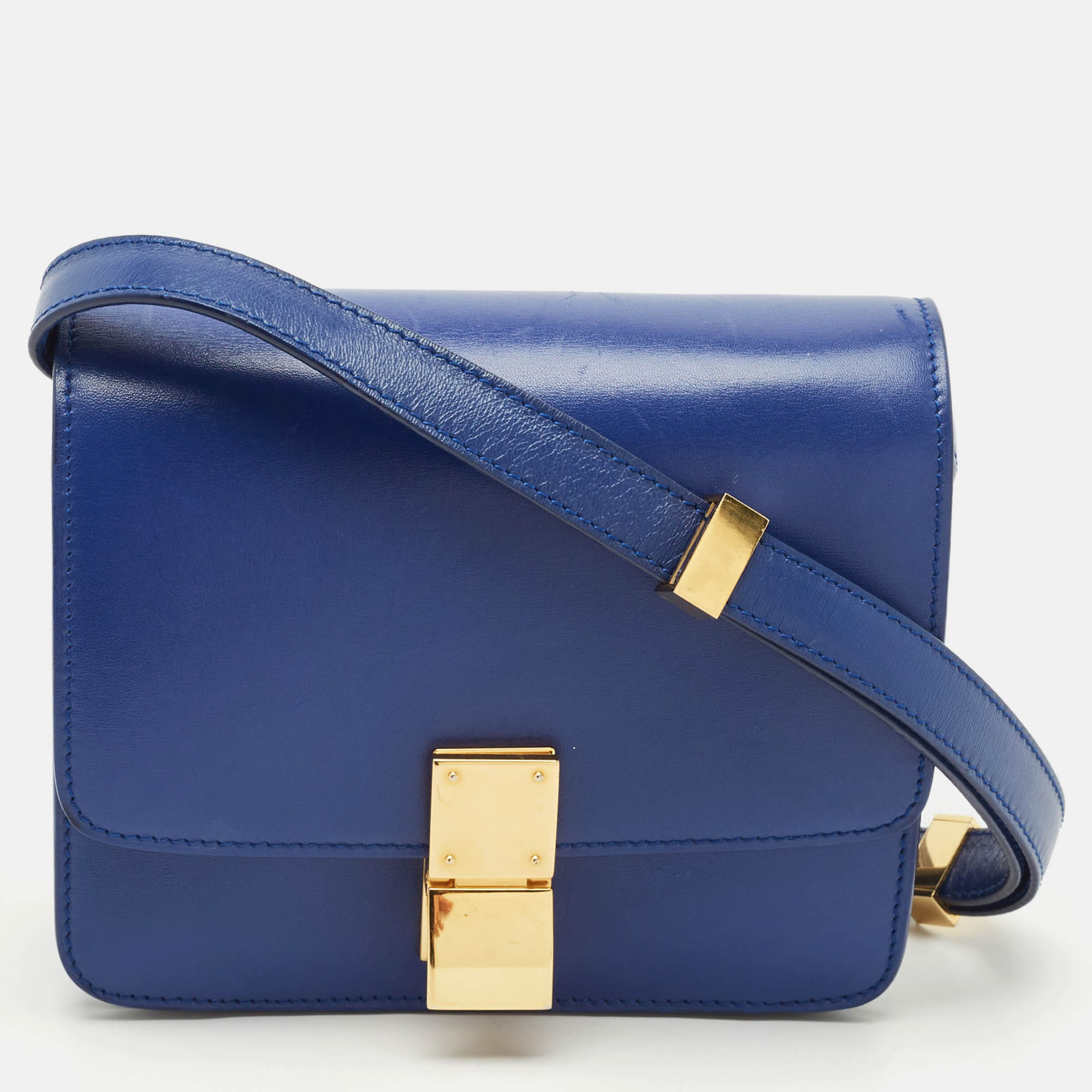 Celine Blue Leather Small Classic Box Flap Bag, Shoulder Bags - Luxury Closet catalog