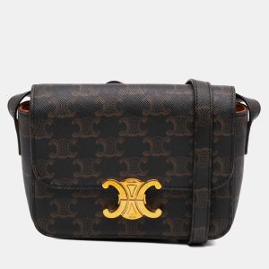 Celine Brown Teen Triomphe Coated Canvas Triomphe Crossbody, Shoulder Bags - Luxury Closet catalog