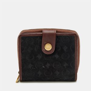 Celine Black/Burgundy Macadam Suede and Leather Zip Around Compact Wallet, Wallets & Money Clips - Luxury Closet catalog