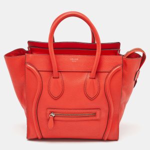 Celine Neon Orange Leather Mini Luggage Tote, Tote Handbags - Luxury Closet catalog