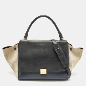 Celine Tricolor Leather and Canvas Medium Trapeze Top Handle Bag, Satchels - Luxury Closet catalog