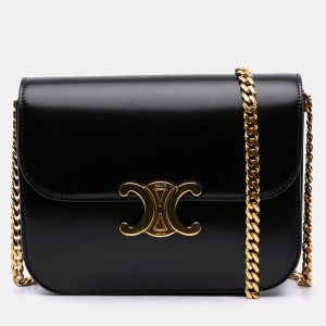 Celine Black Shiny Calfskin College Triomphe, Shoulder Bags - Luxury Closet catalog