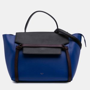 Celine Black Blue Mini Bicolor Grained Calfskin Belt Bag, Satchels - Luxury Closet catalog