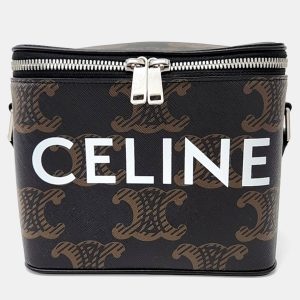 Celine Black Brown Canvas and Leather Triumph Mini Box Bag, Handbags - Luxury Closet catalog