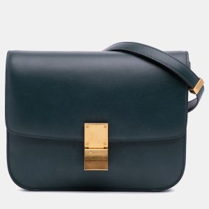 Celine Green Medium Calfskin Classic Box, Shoulder Bags - Luxury Closet catalog