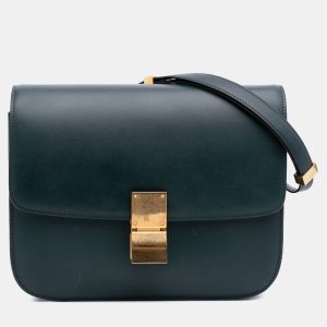 Celine Green Medium Calfskin Classic Box, Shoulder Bags - Luxury Closet catalog