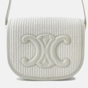 Celine Triomphe White Raffia Leather Shoulder Bag, Handbags - Luxury Closet catalog