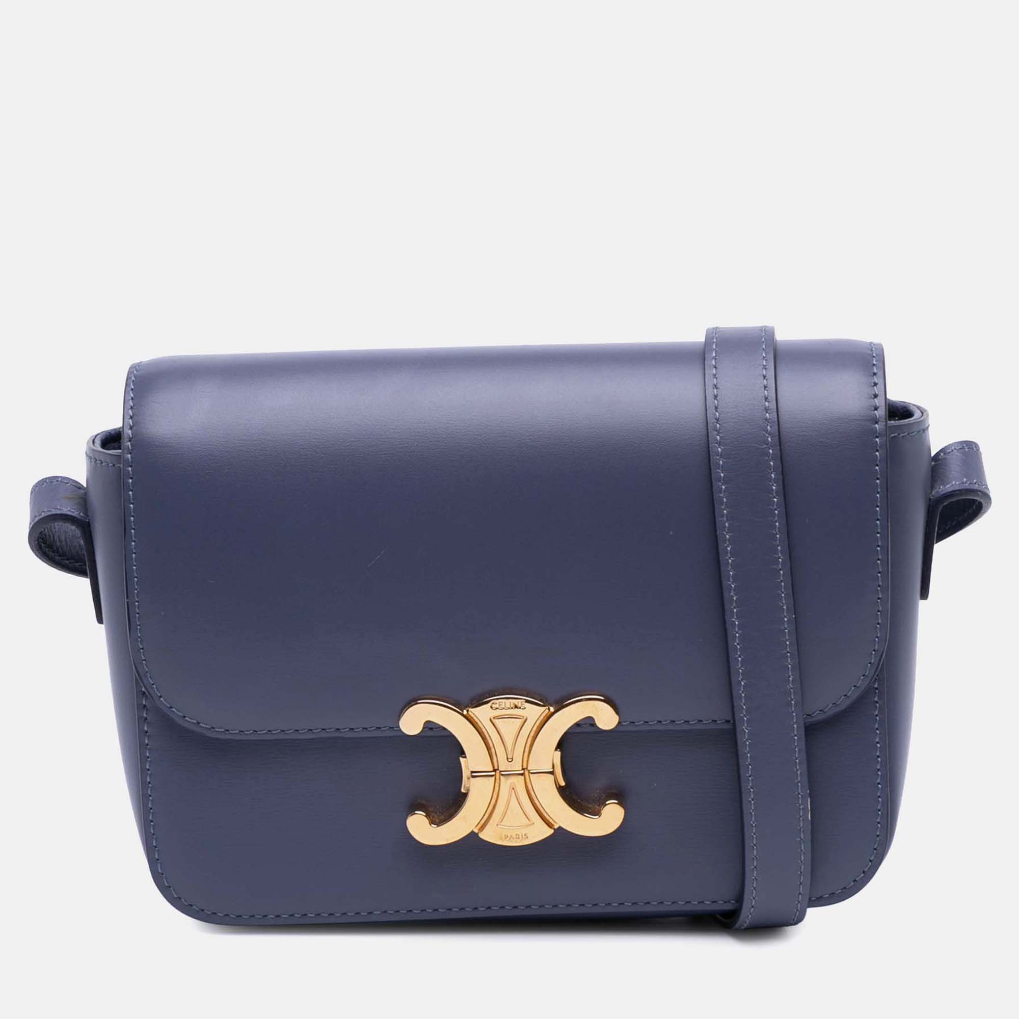 Celine Purple Teen Shiny Calfskin Triomphe Crossbody, Shoulder Bags - Luxury Closet catalog