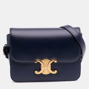 Celine Blue Teen Shiny Calfskin Triomphe Crossbody, Shoulder Bags - Luxury Closet catalog
