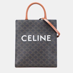 Celine Brown Small Triomphe Coated Canvas Vertical Cabas Tote, Satchels - Luxury Closet catalog