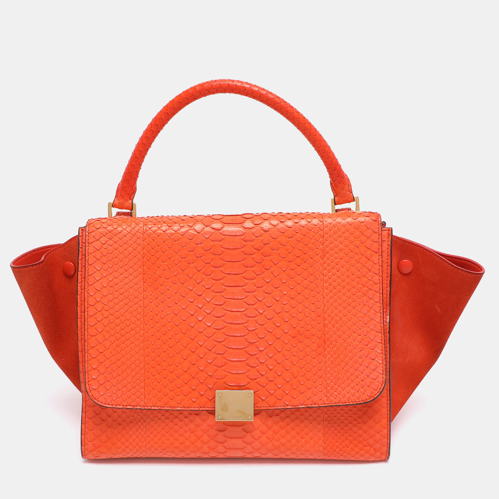 Celine Orange Python and Suede Medium Trapeze Bag, Satchels - Luxury Closet catalog