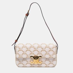 Celine White Triomphe Coated Canvas Claude Shoulder Bag, Shoulder Bags - Luxury Closet catalog