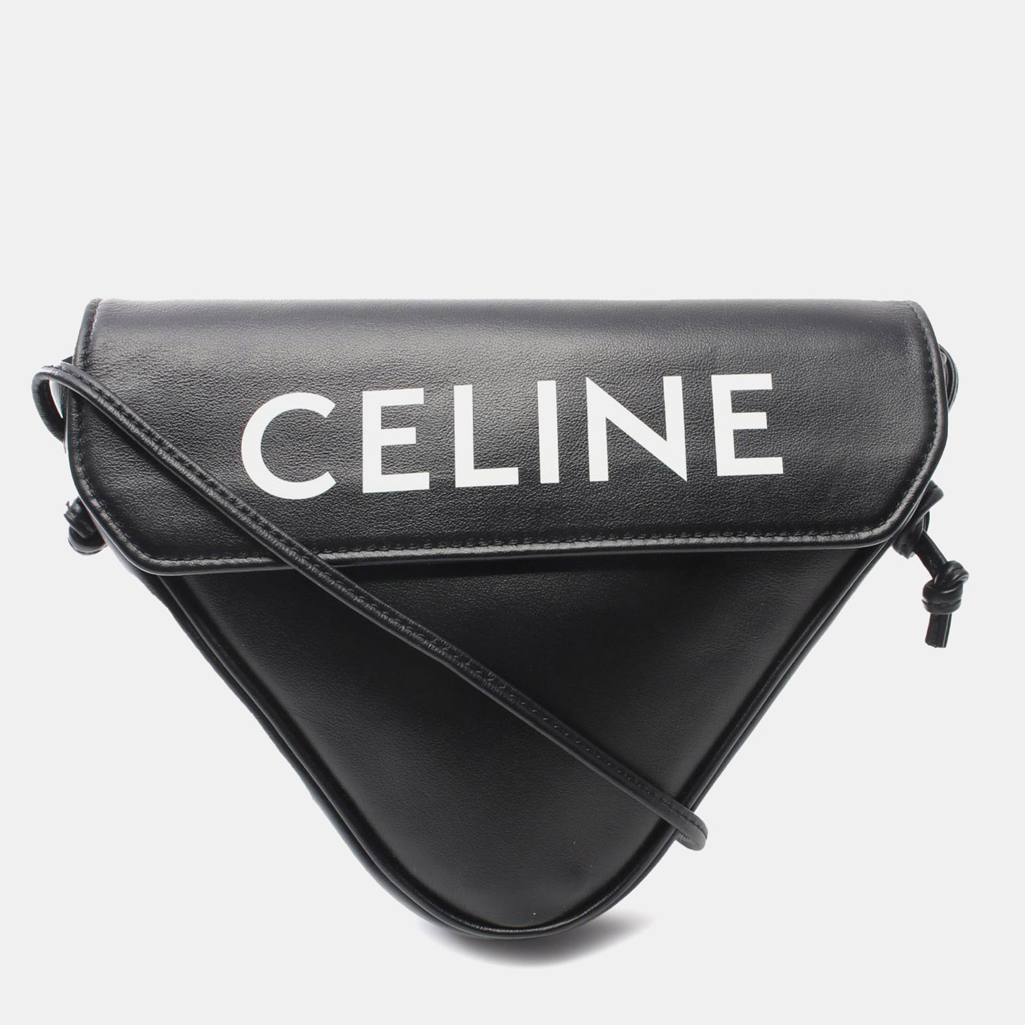 Celine Black Smooth Calfskin Logo Triangle Crossbody Bag, Shoulder Bags - Luxury Closet catalog