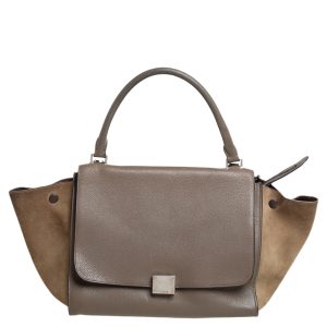Celine Brown/Grey Leather and Suede Medium Trapeze Top Handle Bag, Satchels - Luxury Closet catalog