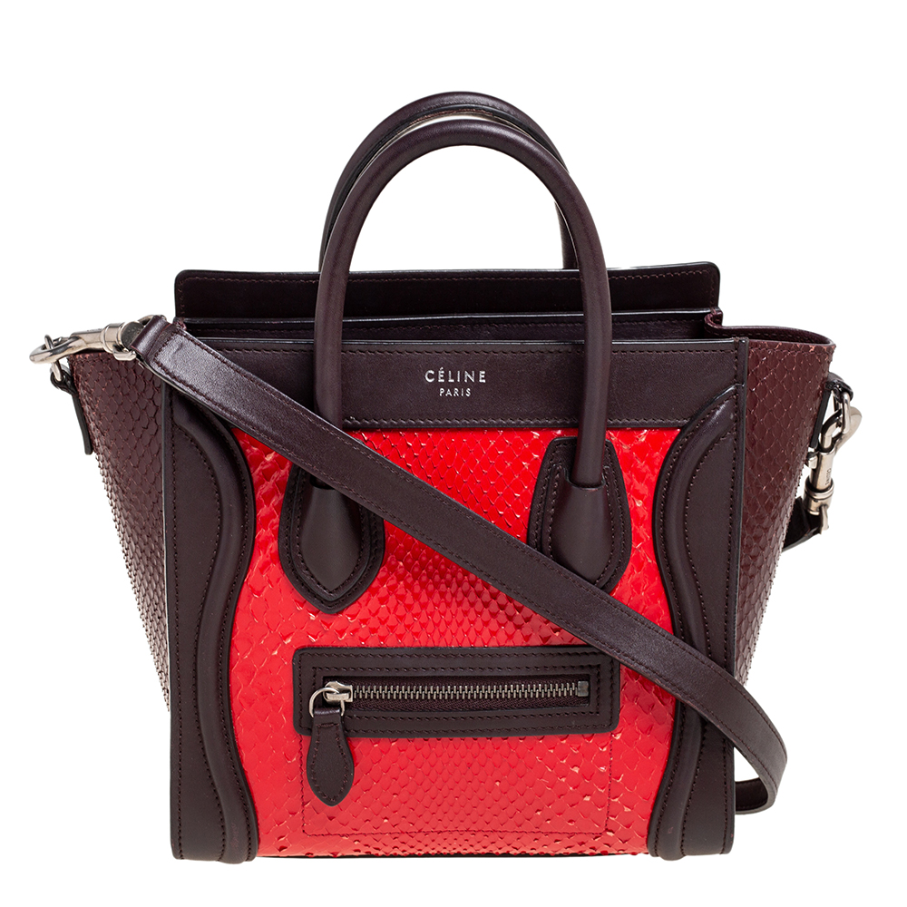 Céline Tri Color Leather and Snakeskin Nano Luggage Tote, Tote Handbags - Luxury Closet catalog