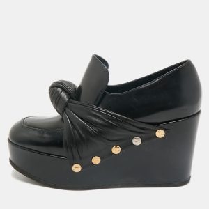 Celine Black Leather Phoebe Phile Bow Wedge Platform Loafers Size 35, Loafers & Slip-Ons - Luxury Closet catalog