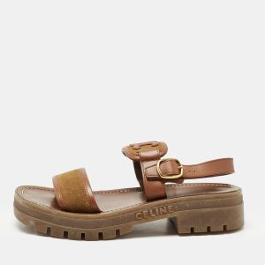 Celine Brown Leather and Suede Clea Triomphe Platform Sandals Size 37, Sandals - Luxury Closet catalog