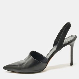 Celine Black Leather and Suede Slingback Pumps Size 38.5, Pumps - Luxury Closet catalog