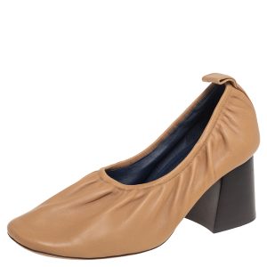 Celine Beige Leather Scrunch Ballerina Block Heel Pumps Size 39, Pumps - Luxury Closet catalog