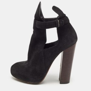 Celine Black Suede Platform Block Heel Ankle Booties Size 37, Boots - Luxury Closet catalog