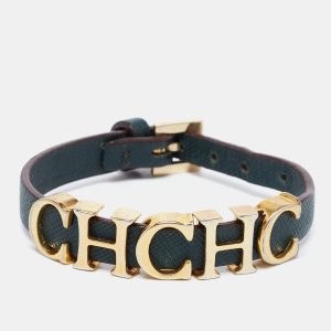 CH Carolina Herrera Forest Green Leather Logo Charms Wrap Bracelet, Jewelry - Luxury Closet catalog