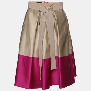 CH Carolina Herrera Beige/Purple Silk Midi Skirt S, Skirts - Luxury Closet catalog