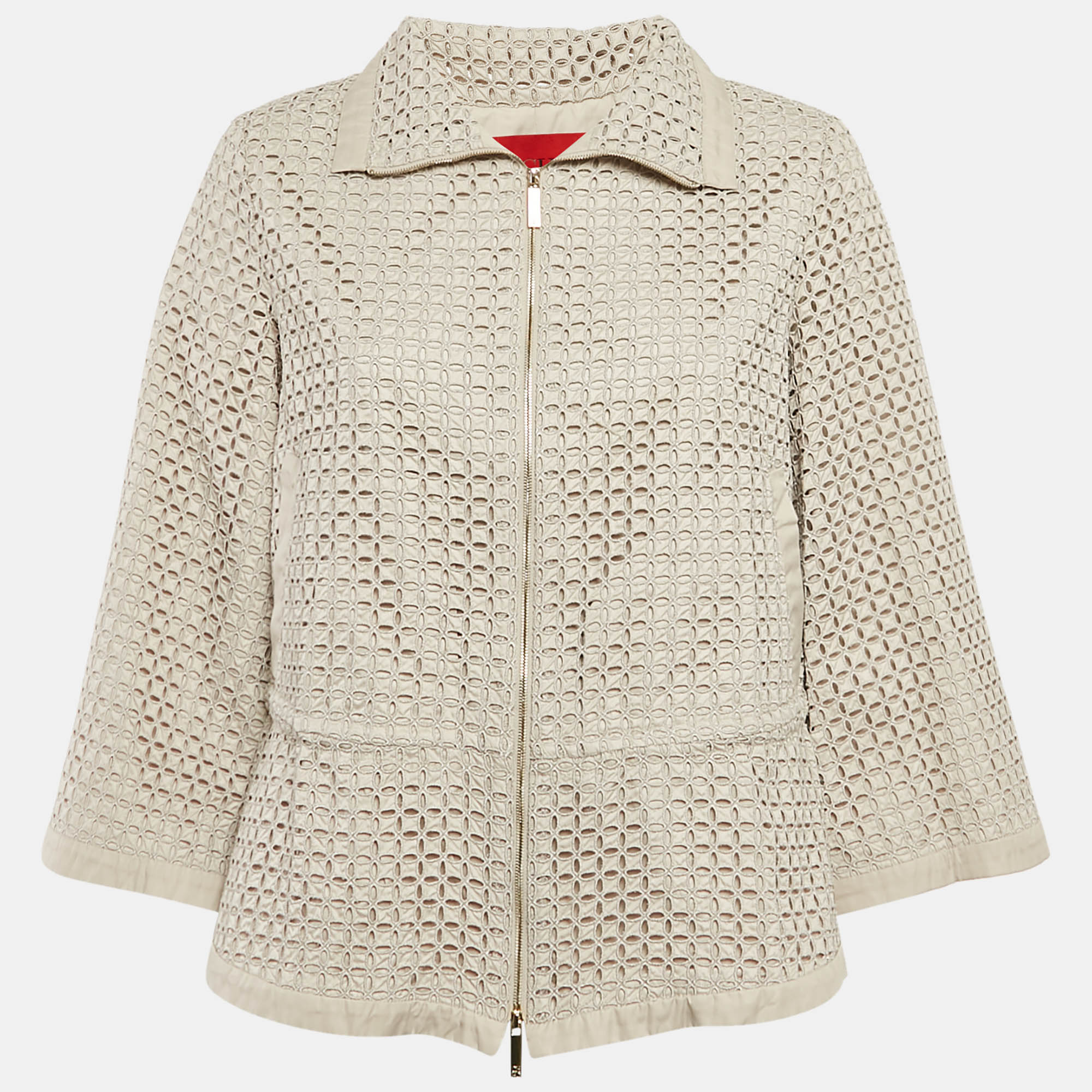 CH Carolina Herrera Beige Broderie Anglaise Eyelet Synthetic Zip-Up Jacket S, Coats & Jackets - Luxury Closet catalog