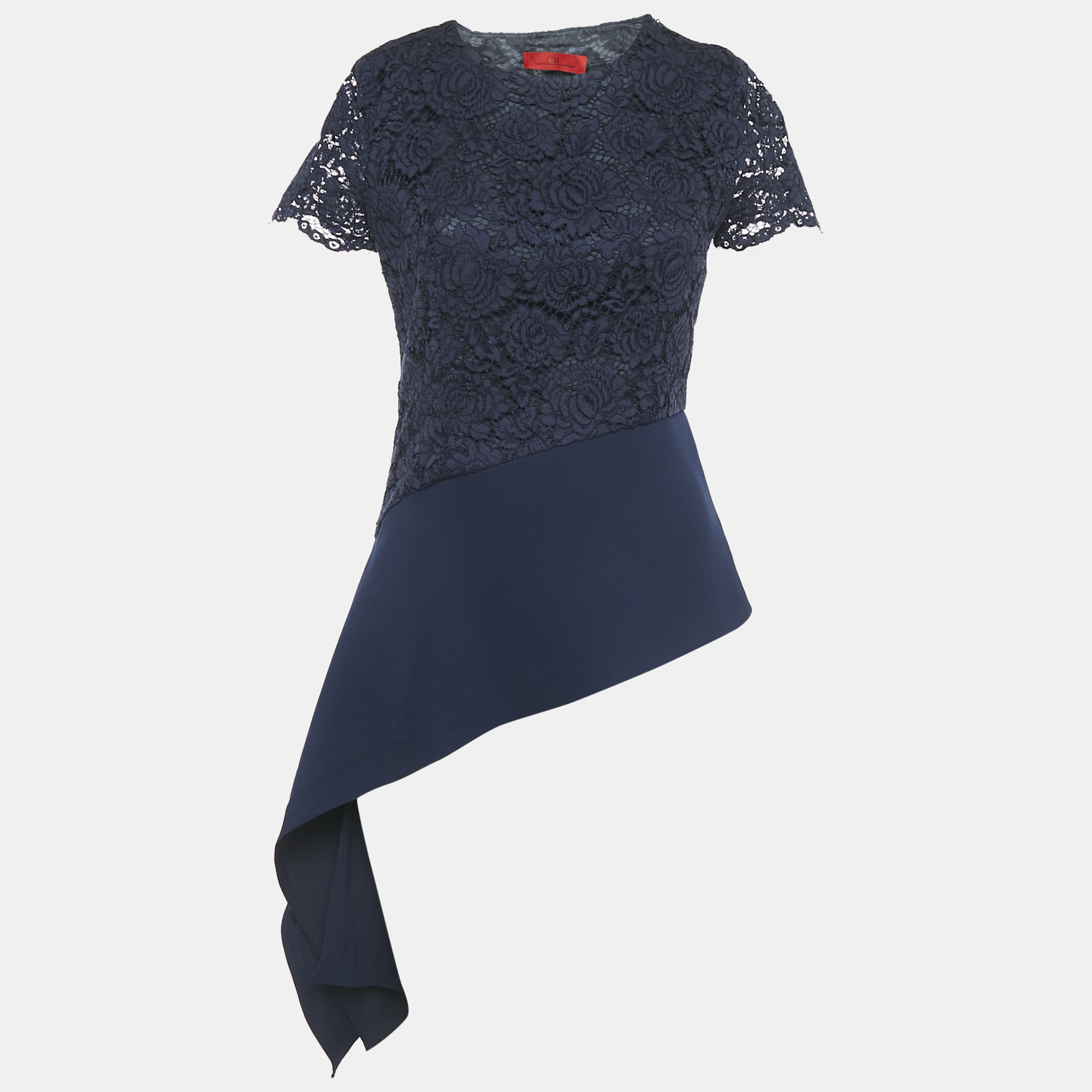 CH Carolina Herrera Navy Blue Floral Lace Short Sleeve Top S, Shirts & Tops - Luxury Closet catalog