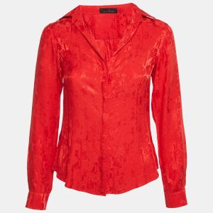 CH Carolina Herrera Red CH Flora Jacquard Satin Shirt S, Shirts & Tops - Luxury Closet catalog