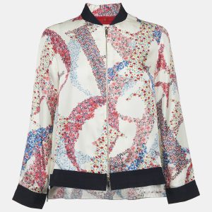 CH Carolina Herrera White Floral Print Silk Zip-Up Jacket S, Coats & Jackets - Luxury Closet catalog