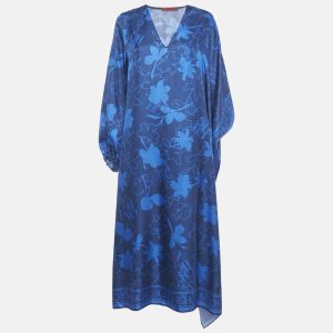 CH Carolina Herrera Blue Logo Floral Print Silk Asymmetric Tunic L, Dresses - Luxury Closet catalog