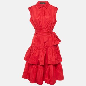 CH Carolina Herrera Red Taffeta Tiered Sleeveless Shirt Dress L, Dresses - Luxury Closet catalog