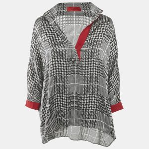 CH Carolina Herrera Black Houndstooth Print Satin Loose Fit Blouse XS, Shirts & Tops - Luxury Closet catalog