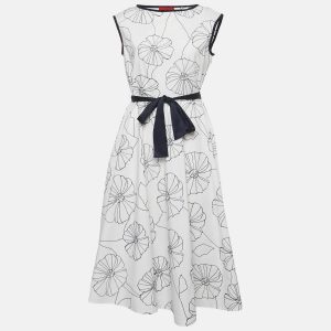 CH Carolina Herrera White Floral Embroidered Cotton Belted Midi Dress M, Dresses - Luxury Closet catalog