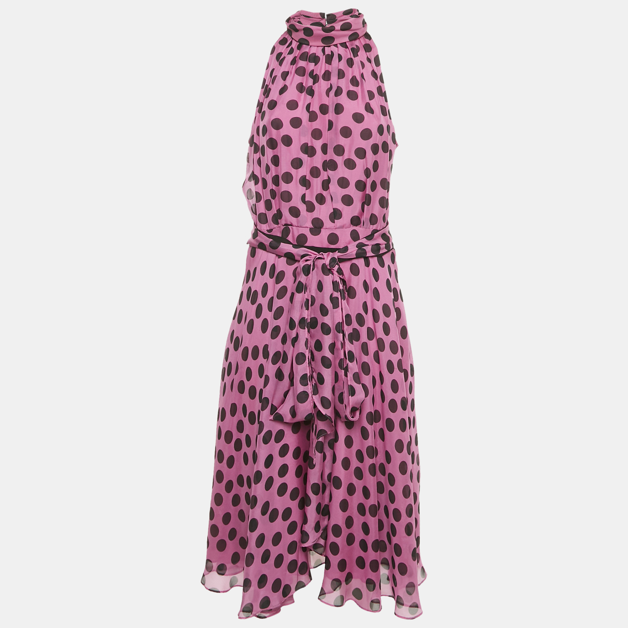 CH Carolina Herrera Purple Polka Dots Silk Tiered Midi Dress L, Dresses - Luxury Closet catalog