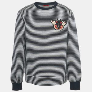 CH Carolina Herrera Blue/Grey Striped Neoprene Butterfly Applique Sweatshirt L, Sweaters & Cardigans - Luxury Closet catalog