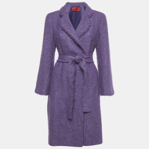 CH Carolina Herrera Purple Wool Blend Tweed Belted Mid-Length Coat M, Coats & Jackets - Luxury Closet catalog