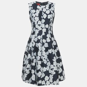 CH Carolina Herrera Navy Blue Floral Jacquard Flared Short Dress M, Dresses - Luxury Closet catalog