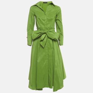 CH Carolina Herrera Green Taffeta Belted Midi Dress S, Dresses - Luxury Closet catalog