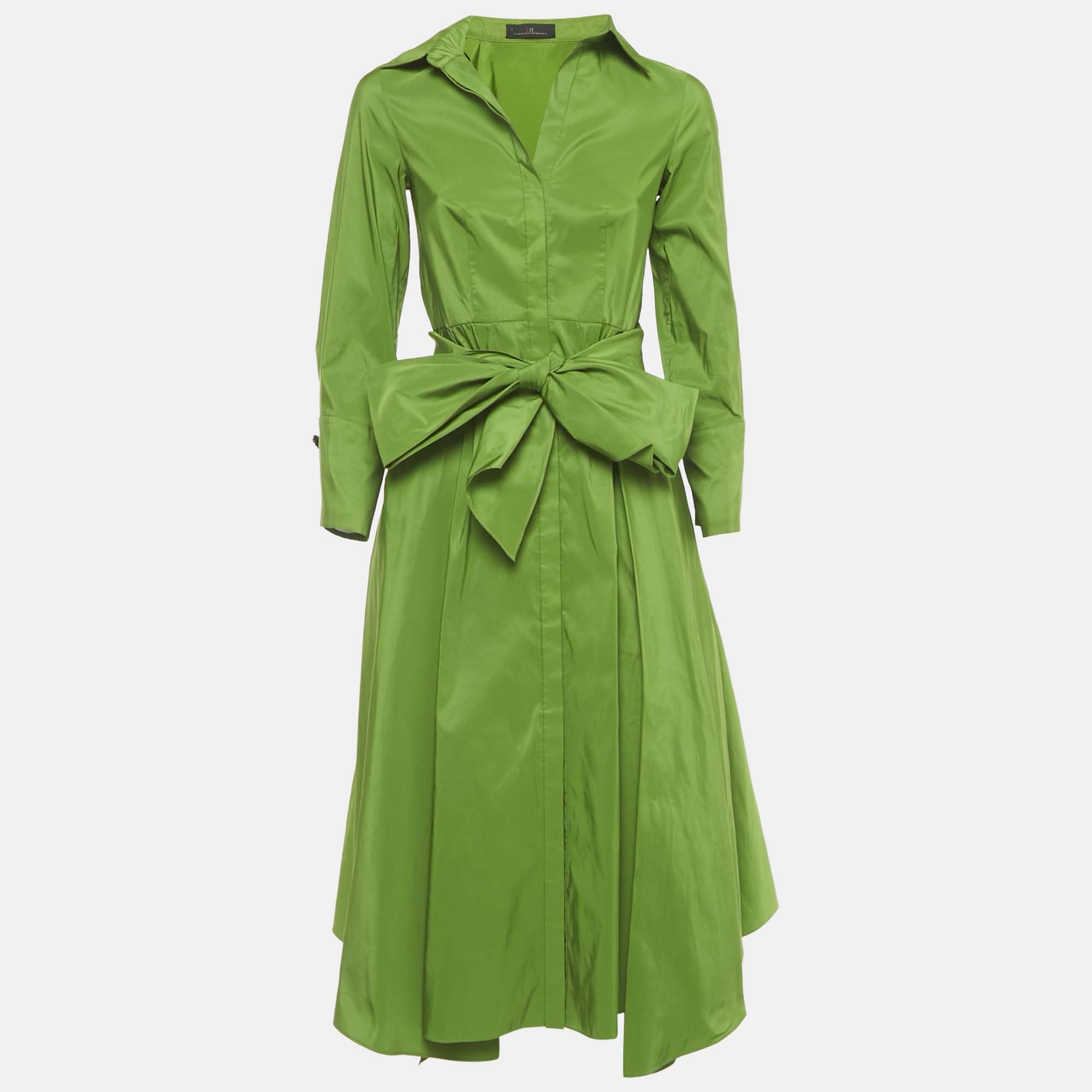 CH Carolina Herrera Green Taffeta Belted Midi Dress S, Dresses - Luxury Closet catalog