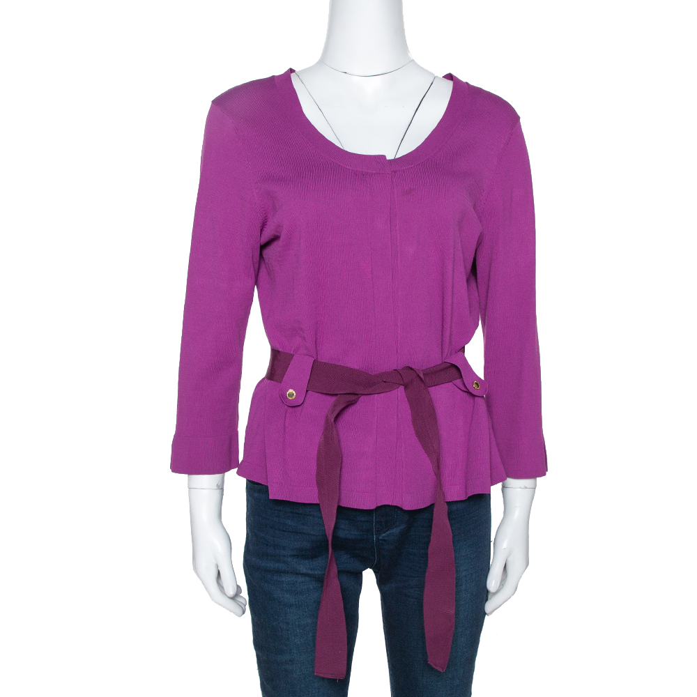 CH Carolina Herrera Fuschia Stretch Knit Belted Cardigan L, Sweaters & Cardigans - Luxury Closet catalog
